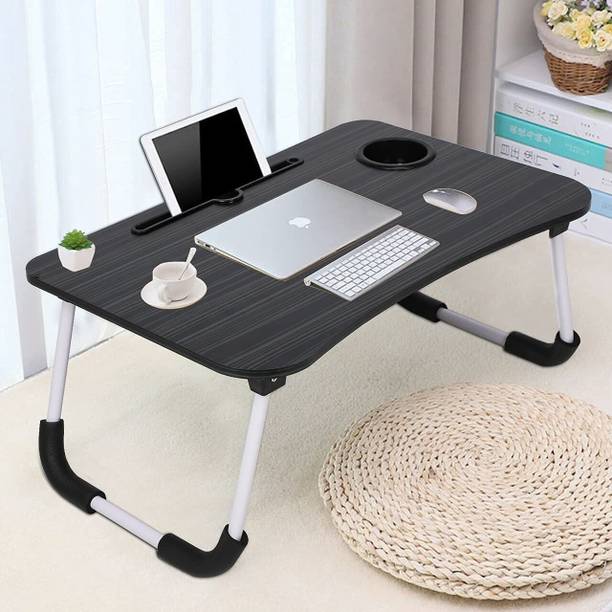 Triyug Multipurpose Foldable Table with Cup Holder, Study , Bed Wood Portable Laptop Table