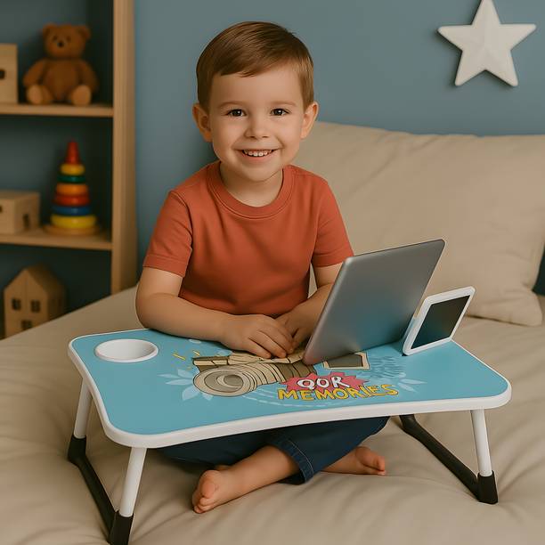 ExploreLite Foldable Laptop Table for Kids Craft & Office Use | Portable Stable Bed Desk Wood Portable Laptop Table