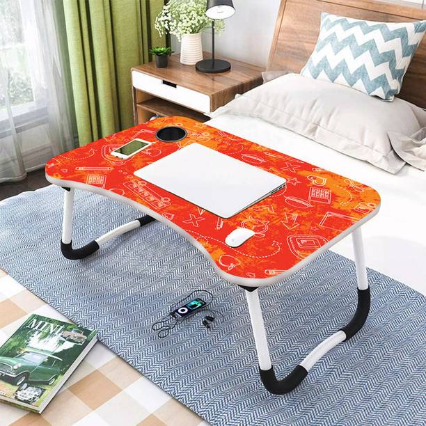 G Genipap Foldable Laptop Table With Cup Holder Study, Breakfast Table, Portable/Ergonomic Wood Portable Laptop Table