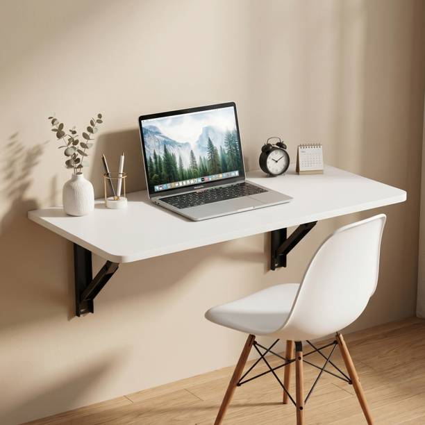 xoxl Wall Mounted Folding Table Foldable Study & Laptop Desk (30 x 18 Inch) White Wood Portable Laptop Table
