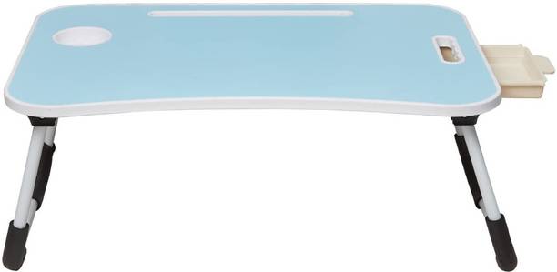 GoRogue Foldable Wooden Laptop Desk with Drawer for Bed (Blue) Wood Portable Laptop Table