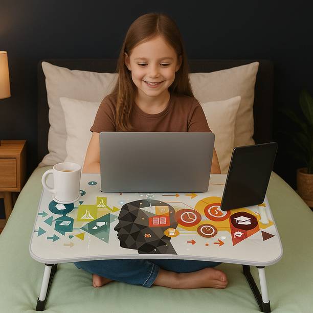 TEQVI Foldable multipurpose Laptop Table Wood Portable Laptop Table