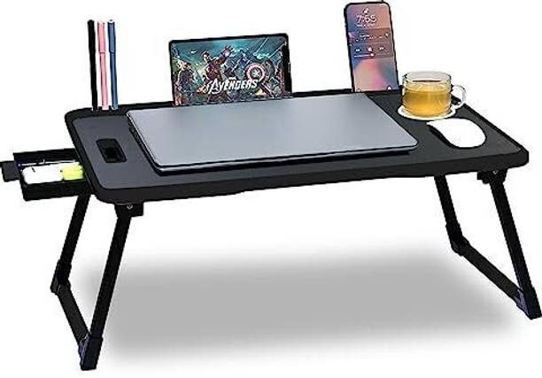 MAKD MULTIPURPOSE FOLDABLE WITH CUP HOLDER , STUDY & LAPTOP TABLE Wood Portable Laptop Table