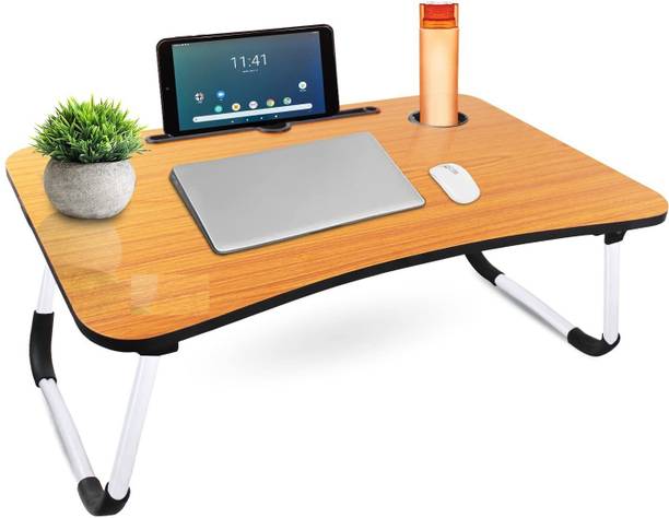 MAKD MULTIPURPOSE FOLDABLE WITH CUP HOLDER , STUDY & LAPTOP TABLE Wood Portable Laptop Table