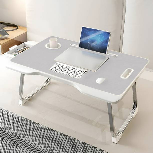 Keekos Laptop Desk, Portable Foldable Cup Holder Laptop Bed Tray Table with Drawer Metal Portable Laptop Table