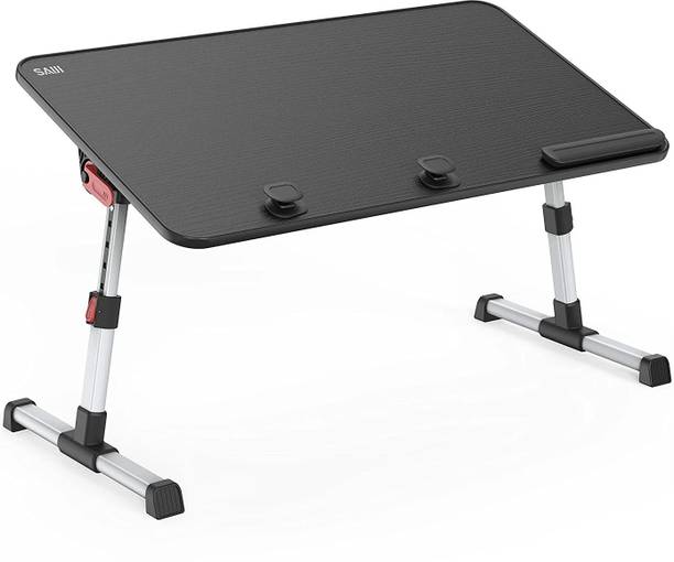 SAIJI Aluminum Alloy,Silicon Gel Laptop Bed Tray Table Wood Portable Laptop Table