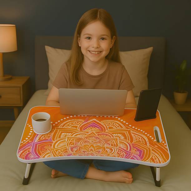 INSIDE STYLE All-in-One Stable Bed Laptop Table for Kids, Office, Study, Bed & Craft Use Wood Portable Laptop Table