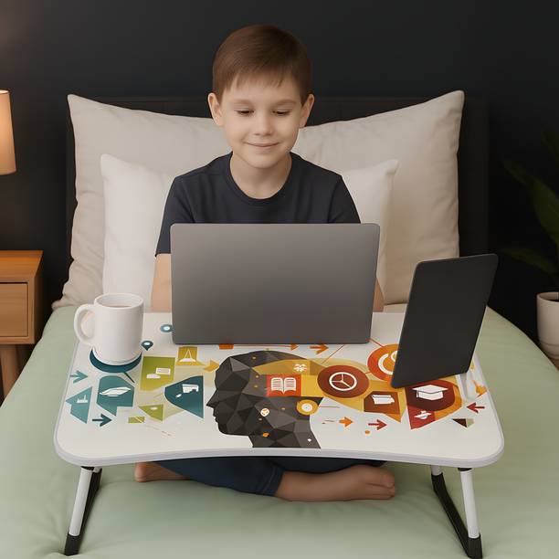 INSIDE STYLE All-in-One Stable Bed Laptop Table for Kids, Office, Study, Bed & Craft Use Wood Portable Laptop Table