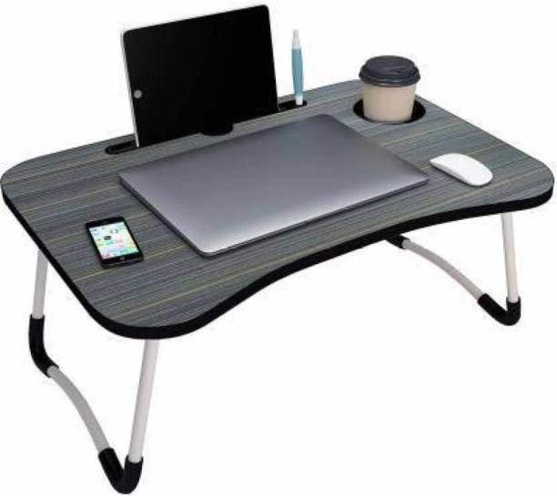 TABLEKINg Multipurpose Foldable Table with Cup Holder, Study , Bed ,Table, Portable Wood Portable Laptop Table
