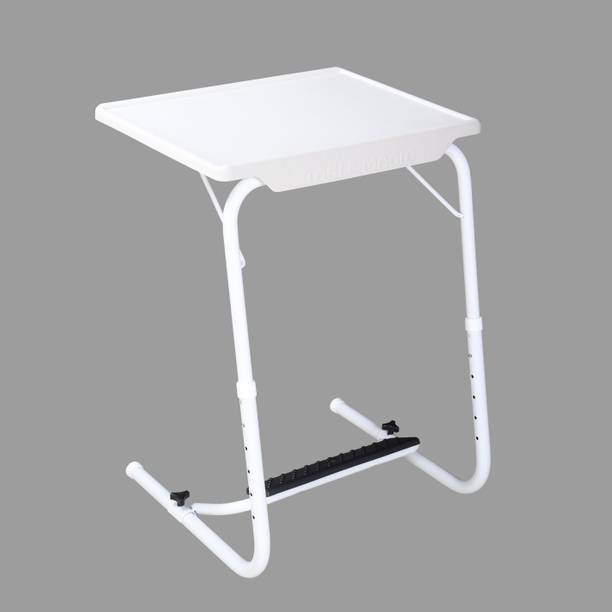 TABLE MAGIC Multipurpose Regular Table with Footrest White Metal Portable Laptop Table