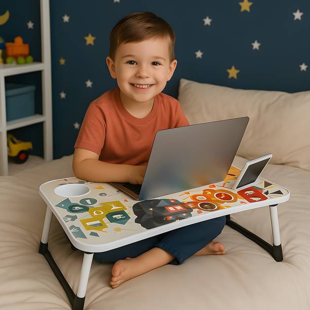 Outpack Laptop Multipurpose Table for Kids & Office | Foldable Bed Desk for Study & Work Wood Portable Laptop Table