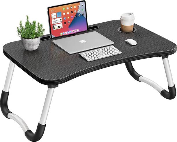 JYOTCREATION Foldable Wooden Laptop Table for Study Table with Drawer, Tablet/Mobile Holder Wood Portable Laptop Table