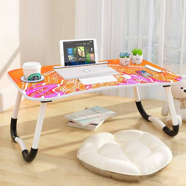 MITHILA Desk for Study Foldable Non-Slip Legs Reading Tray, Lapdesk Table Wood Portable Laptop Table