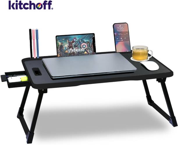 वी आर ट्रेंड Multipurpose Foldable with Cup Holder, Study , Bed लकड़ी पोर्टेबल लैपटॉप टेबल