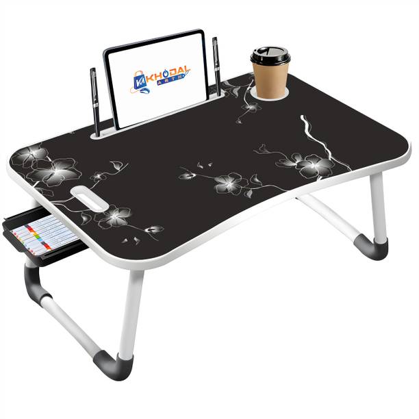 KHODAL ARTH C Biding Black Flower Wood Portable Laptop Table