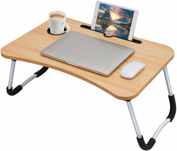 JK Shop Multipurpose Foldable Table with Cup Holder, Study , Bed ,Table, Portable Wood Portable Laptop Table