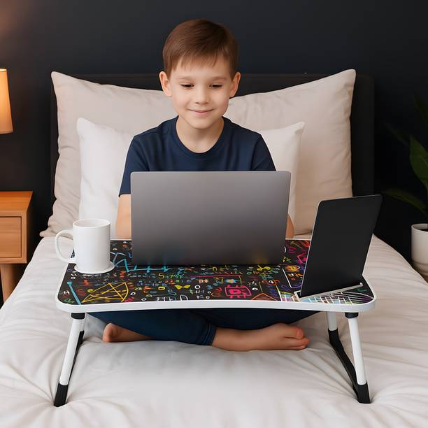INSIDE STYLE All-in-One Stable Bed Laptop Table for Kids, Office, Study, Bed & Craft Use Wood Portable Laptop Table