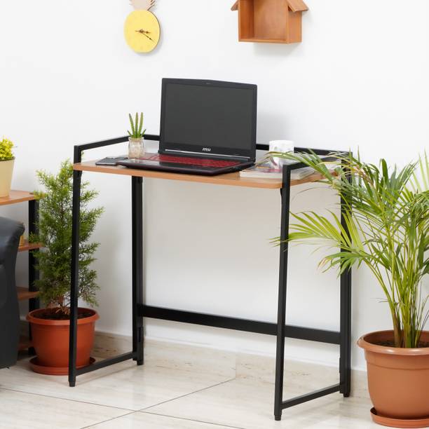 Livzing Foldable Computer Table Study Desk Portable Wooden Finish Laptop Table-Brown Metal Portable Laptop Table