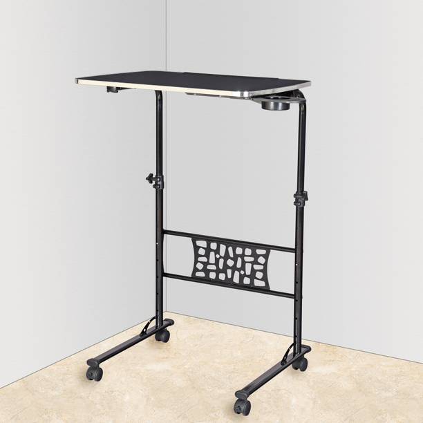 TABLE MAGIC Urban Raiser Black Laptop Table with Castors Engineered Wood Computer Desk