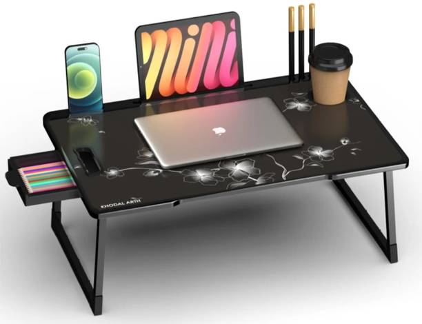Kunj Creation US COTTED BLACK FLOWER Wood Portable Laptop Table