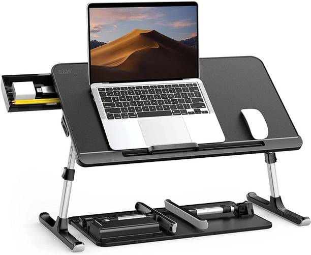 SAIJI Adjustable Bed Tray & Storage (L) Metal Portable Laptop Table