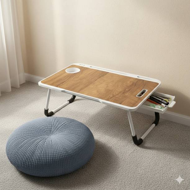WIFTY Multi Purpose Foldable Portable wood Laptop Study Table with Side Drower Wood Portable Laptop Table