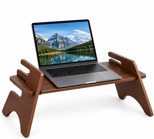 OnlineCraft Wooden Laptop Bed Table, Portable Foldable Laptop Stand & Study Table Wood Portable Laptop Table