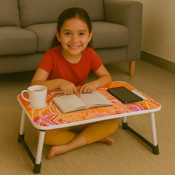 HF HARSH FASHION Multipurpose Foldable with Cup Holder, Study , Bed Wood Portable Laptop Table