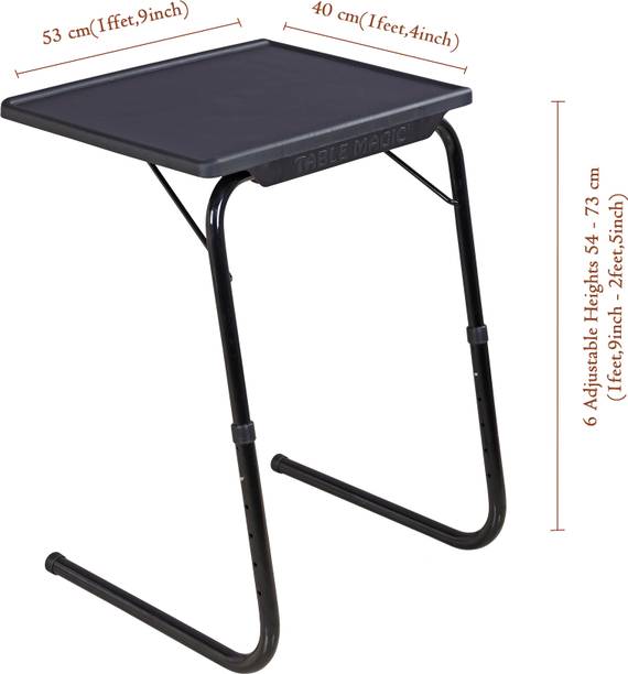 TABLE MAGIC Multipurpose Regular Midnight Black Metal Portable Laptop Table