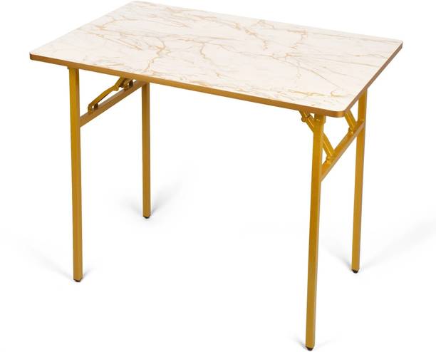 WIFTY Multi-Purpose Portable & Foldable Wooden Computer Table with Metallic Golden Leg Solid Wood Computer Desk