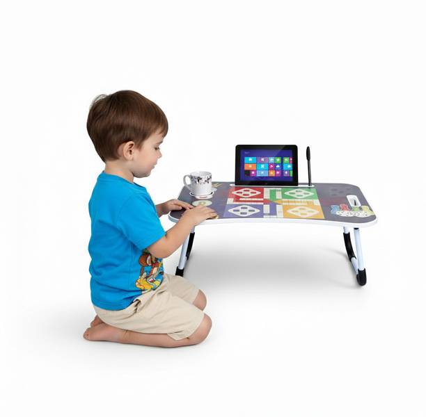 WIFTY Durable Metal-Frame Study Table for Daily Use Wood Portable Laptop Table