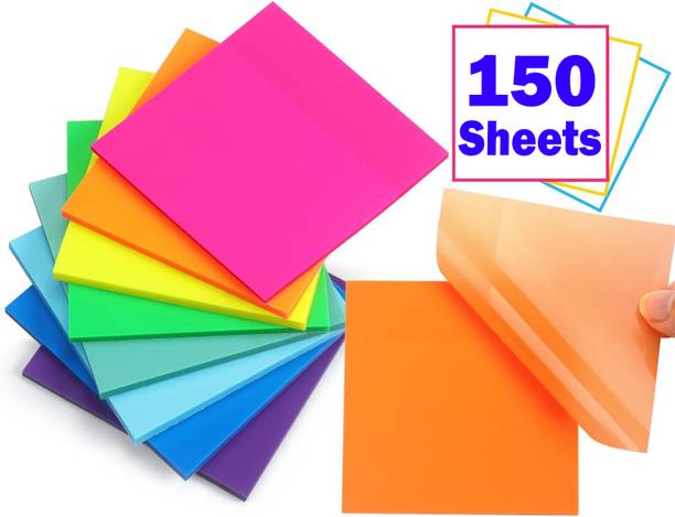 OFIXO Multicolor 150 Sheets Transparent Self Stick Note, 3 Colors
