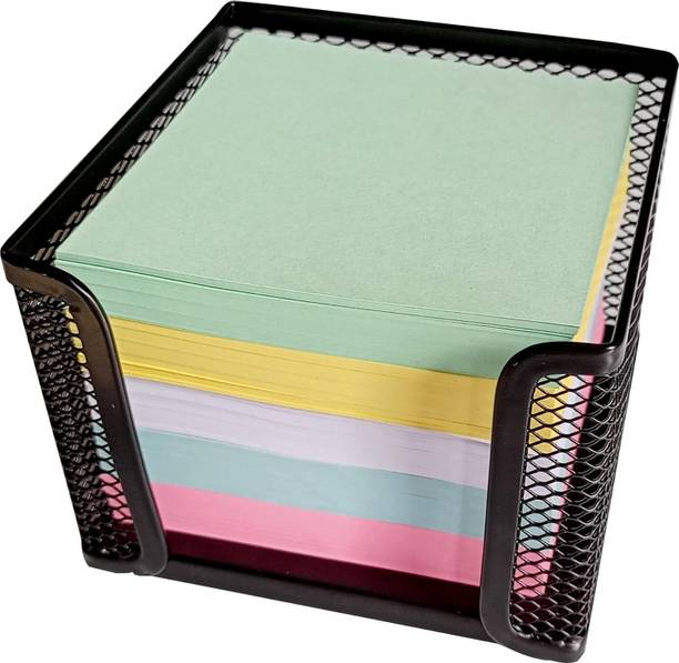 IMPRINT Memo Pad Cube 625 Pages Loose Sheets 75 GSM Paper Mix Colour With Iron MeshStand unruled 3.5*3.5 75 gsm Coloured Paper