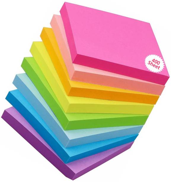 KIDLAND Fluorescent Paper Self Adhesive Sticky 80 sheets per color 400 Sheets Regular, 5 Colors