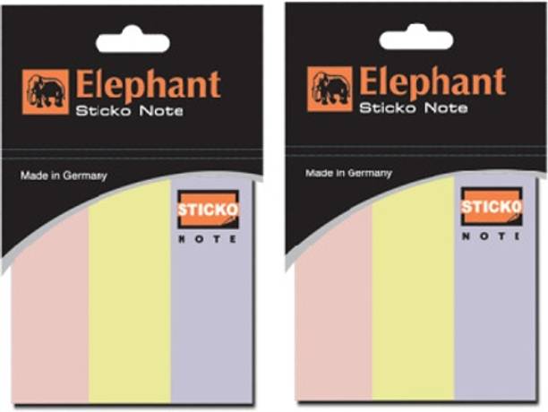 DHA SAIMWALLA LTD Elephant Pastel Sticky Note Marker STD 1X3, 3 Colors Mini Text Highlighter 250 Sheets Regular, 3 Colors