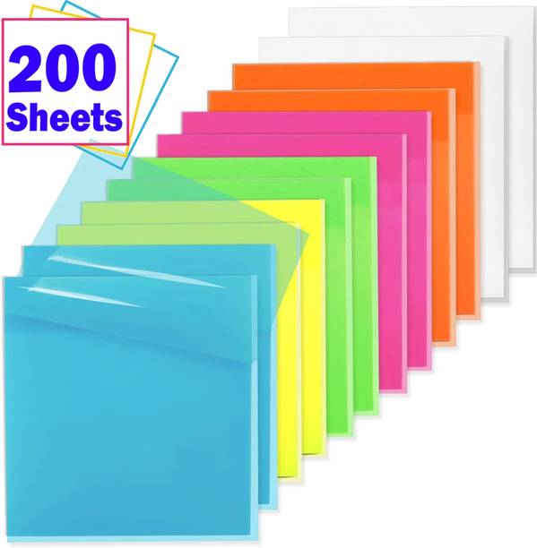 ShreejiSupplies Multicolor 200 Sheets Transparent Self Stick Note, 50 Sheets Regular, 4 Colors