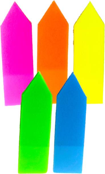 Navani Sticky Notes Waterproof Plastic Pointed Size 0.5 x 1.8 inch 20 Sheets Regular, 5 Colors