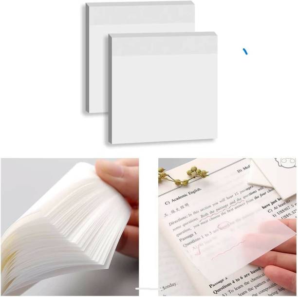 greencom 100 Pcs Transparent Sticky Notes Self-Stick Note Pads, Transparent Self Adhesive 50 Sheets 3x4 Inches, 1 Colors