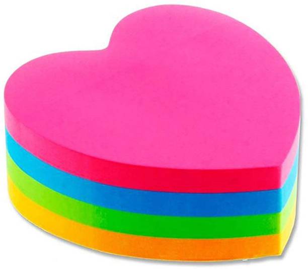 Peeplvalue Heart Shape Sticky Notes 100 Sheets Heart Shape Sticky, 5 Colors