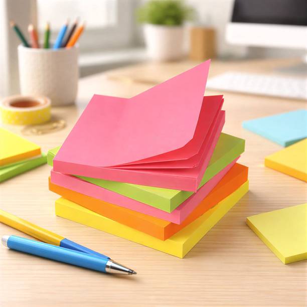 Toxen 100 Sheets 3x3 Self-Stick Notes 100 Sheets 3x3 Self-Stick Notes 1 Bright Multi-Colors Sticky Notes (100 Sheets), 1 Colors