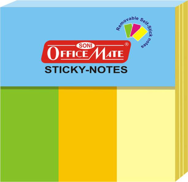 Soni Officemate Sticky Note Pads fluorescent Paper (Size-25x76mm)-(Pack of 4) 100 Sheets fluorescent Paper, 4 Colors