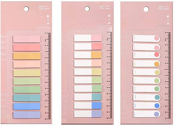 ELEPHANTBOAT Books, PET Material Page Tabs Sticky Flags File Index Tabs Office Stationery 600 Sheets Regular, 100 Colors