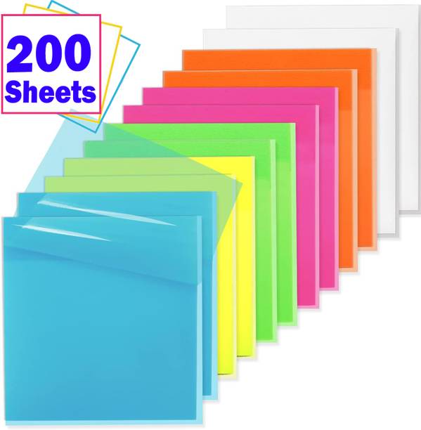 OFIXO Multicolor 200 Sheets Transparent Self Stick Note, 4 Colors