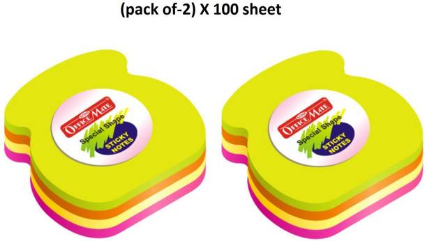Soni Officemate Telephone Shape Sticky Notes Pads Fluorescent Paper (Pack of 2) X 100 Sheets Regular, 4 Colors