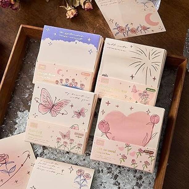 krithi Romantic Sticky Notes Set – Multicolor Heart, Rose & Butterfly Memo Pads 200 Sheets Adhesive, 1 Colors