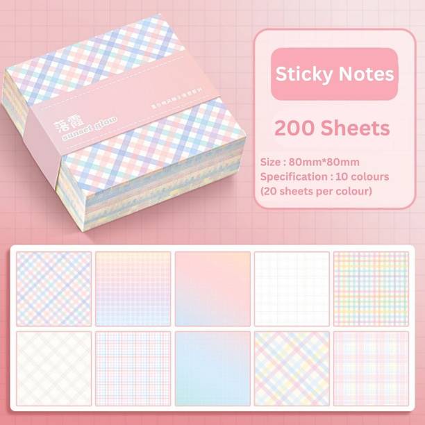 HS ENTERPRISE Sunset Glow 200 Sheets Square Sticky Notes, 10 Colors