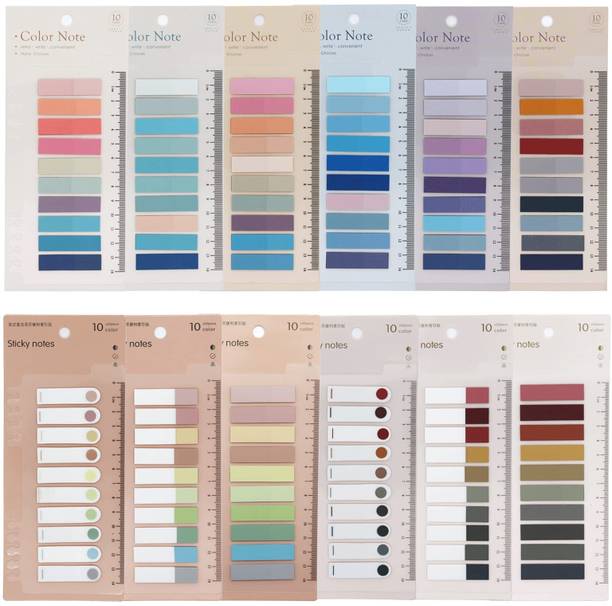 URBAN BOX 12 x 10 Sticky Tabs,Morandi Color Index Labels for Annotating Books,Page Makers 2400 Sheets Vintage, 10 Colors