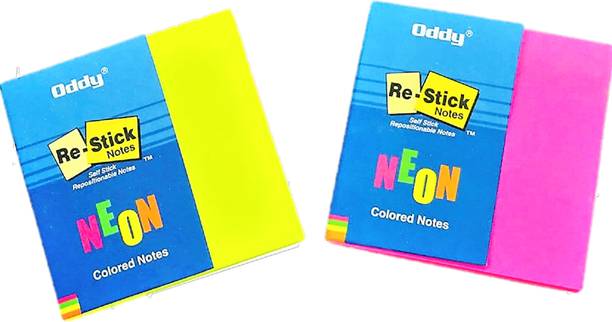 Oddy 3"x3" Sticky Notes (Pack of 2,Total - 160 Pads)) 80 Sheets NEON COLOR SELF STICK NOTES, 2 Colors