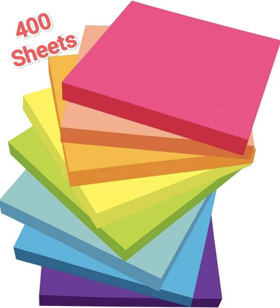 EARLYGENIUS Radiant Colors Fluorescent Paper 400 Sheets Self Sticking Note, 5 Colors