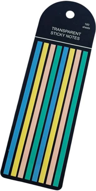 HOC Transparent Sticky Note Pastel Colored Highlighter Strips 160 Sheets Transparent, 4 Colors
